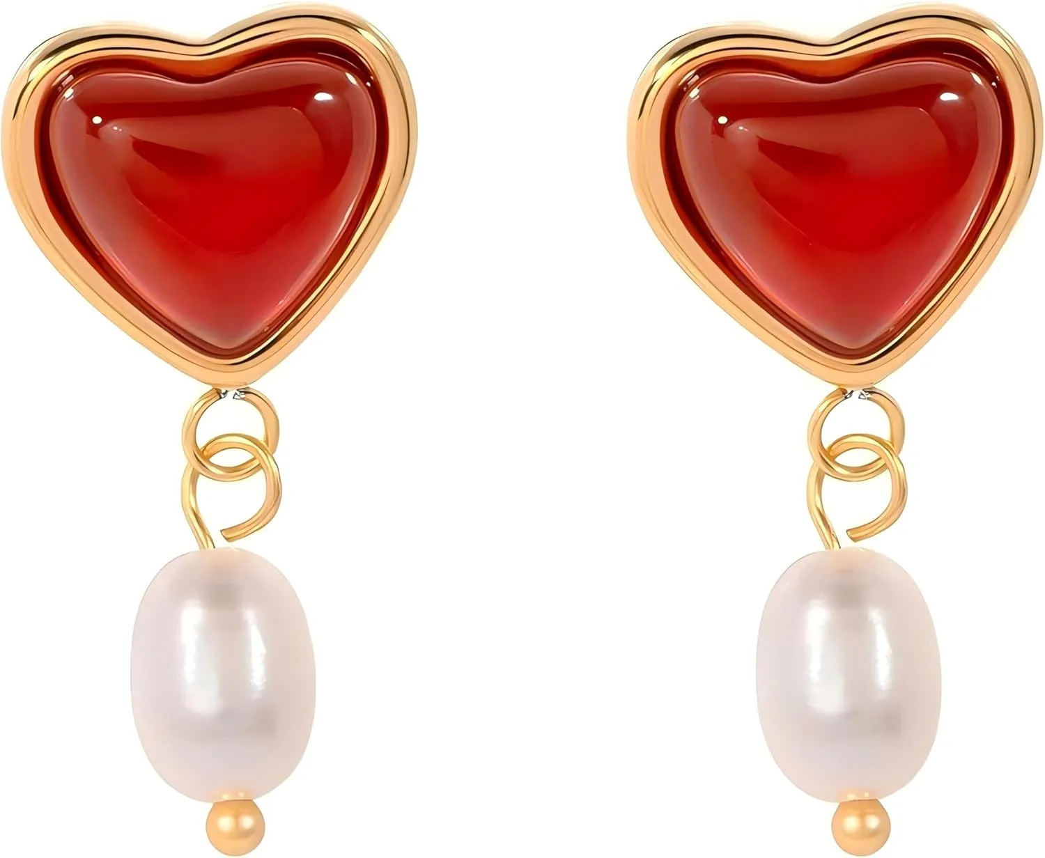 18K Gold Plated Agate Pearl Studs Earrings | Hypoallergenic Lightweight Studs | Ingenious Design Earrings for Women