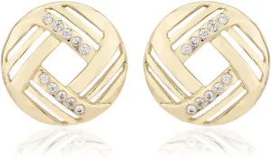 18K Gold Plated Jewelry Knot Stud Earring with Cubic Zirconia Stones for Women and Girls