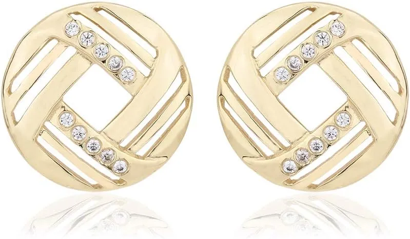 18K Gold Plated Jewelry Knot Stud Earring with Cubic Zirconia Stones for Women and Girls