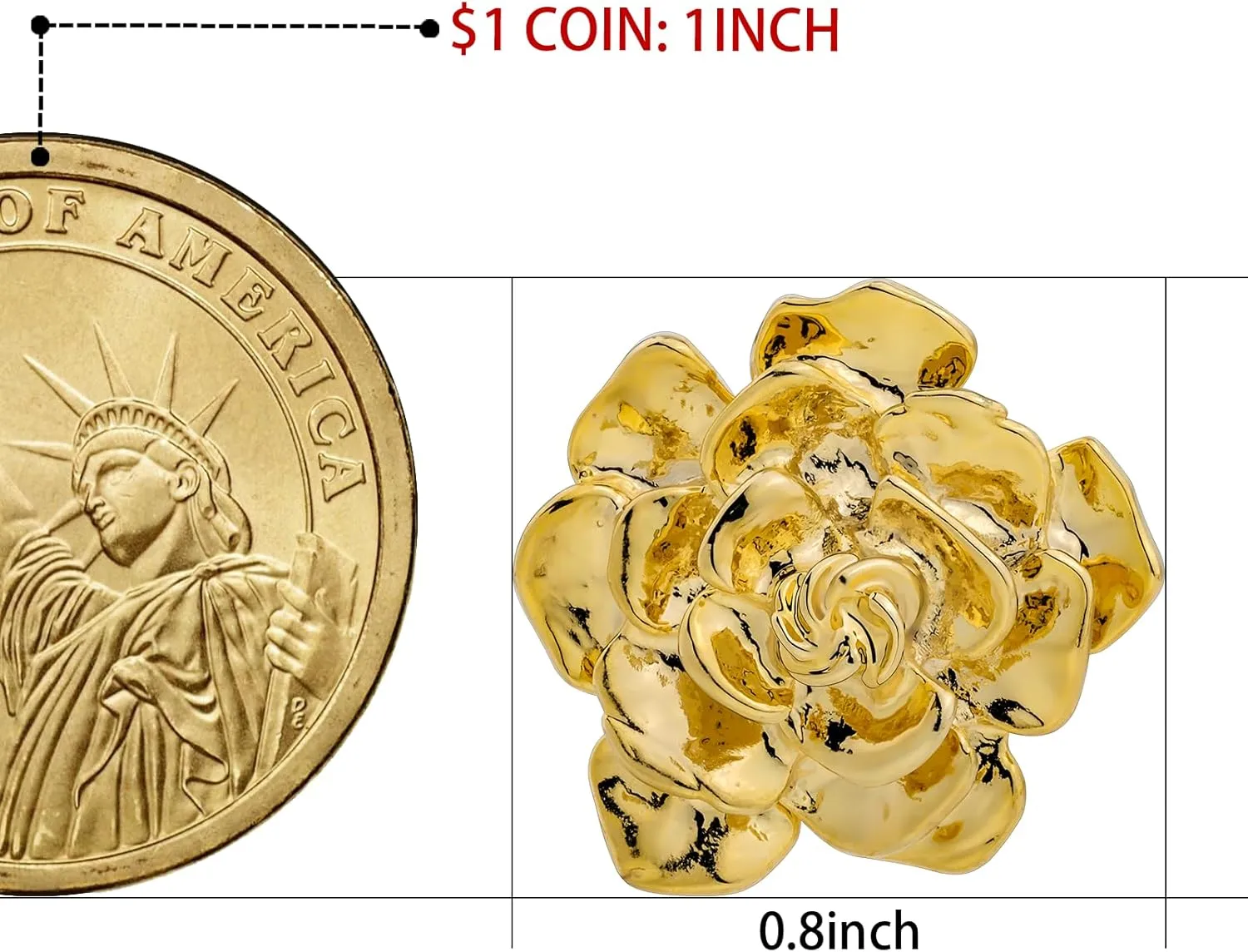 18K Gold Tone lapel Pins Brooch for Men Suit, Metal Flower Brooch Pins for Women, Mens Suit Accessories on Wedding Birthday Anniversary Father's Day.