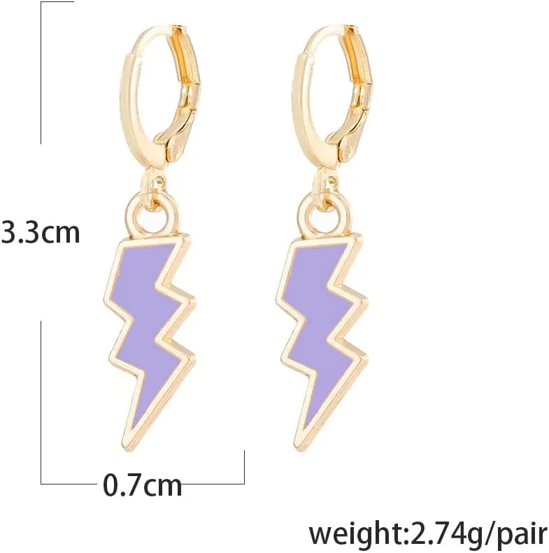 2 Pcs/Set Colorful Flash Lightning Bolt Candy Bear Hoop Huggie Earrings for Women Gummy Resin Panda Bear Earring Sets Jewelry