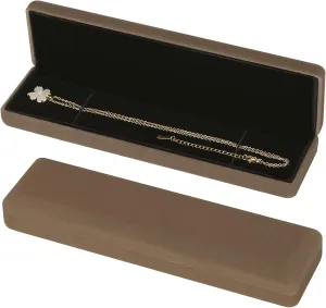 2 Pieces Metal Velvet Necklace Bracelet Gift Box, Soft Lining Bracelet Pendant Long Chain Organizer Holder Display Case for Wedding Engagement Birthday Anniversary (Coffee)