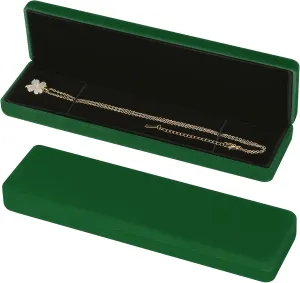 2 Pieces Metal Velvet Necklace Bracelet Gift Box, Soft Lining Bracelet Pendant Long Chain Organizer Holder Display Case for Wedding Engagement Birthday Anniversary (Green)