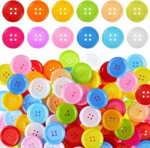 200 Pcs Big Bright Buttons Craft 1.2 Inch Kids Vivid Colors Large Buttons Plastic Assorted Cute Shape Colorful Toys for Arts, Crafts DIY Projects(Round)