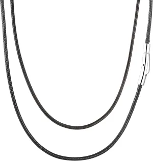 2mm 3mm Waterproof Braided Leather Cord Necklace with Durable Stainless Steel Snap Clasp Men Women Woven Wax Black/Brown String Rope Chain for DIY Pendant Length 16" 18" 20" 22" 24" 26" 28" 30"