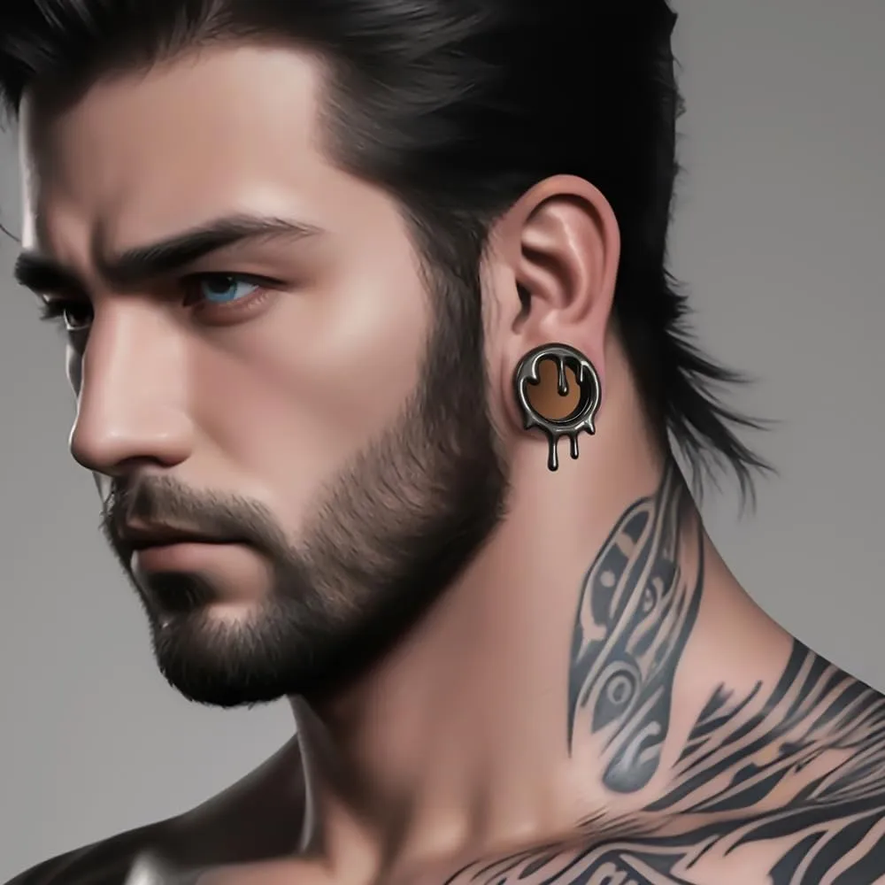 2PCS Flowing Like Water Halloween Ear Tunnels Plugs 316 Stainless Steel Ear Gauges Weight Saddle Plugs Hypoallergenic expander Piercing Body Jewelry