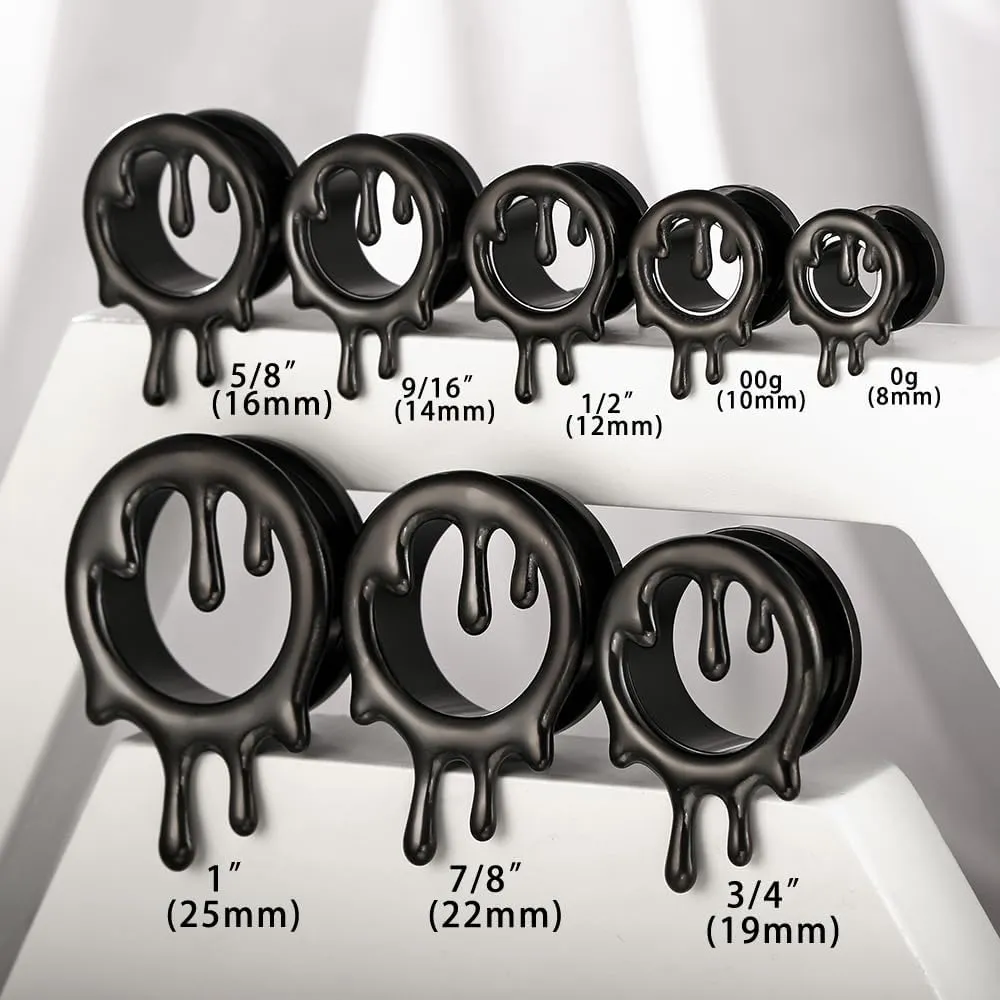 2PCS Flowing Like Water Halloween Ear Tunnels Plugs 316 Stainless Steel Ear Gauges Weight Saddle Plugs Hypoallergenic expander Piercing Body Jewelry