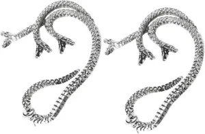 2pcs Gothic Snake Ear Cuff Earrings Spiral Serpent Design Auricle Wrap Studs for Punk Style for Halloween Cosplay and Parties