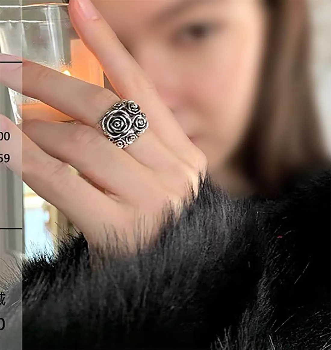 2pcs Vintage rose ring pack for women, 3D 925 Sterling Silver flower ring Promise Statement wedding anniversary Cocktail Party Chunky band Ring Jewelry Gifts for teen girls