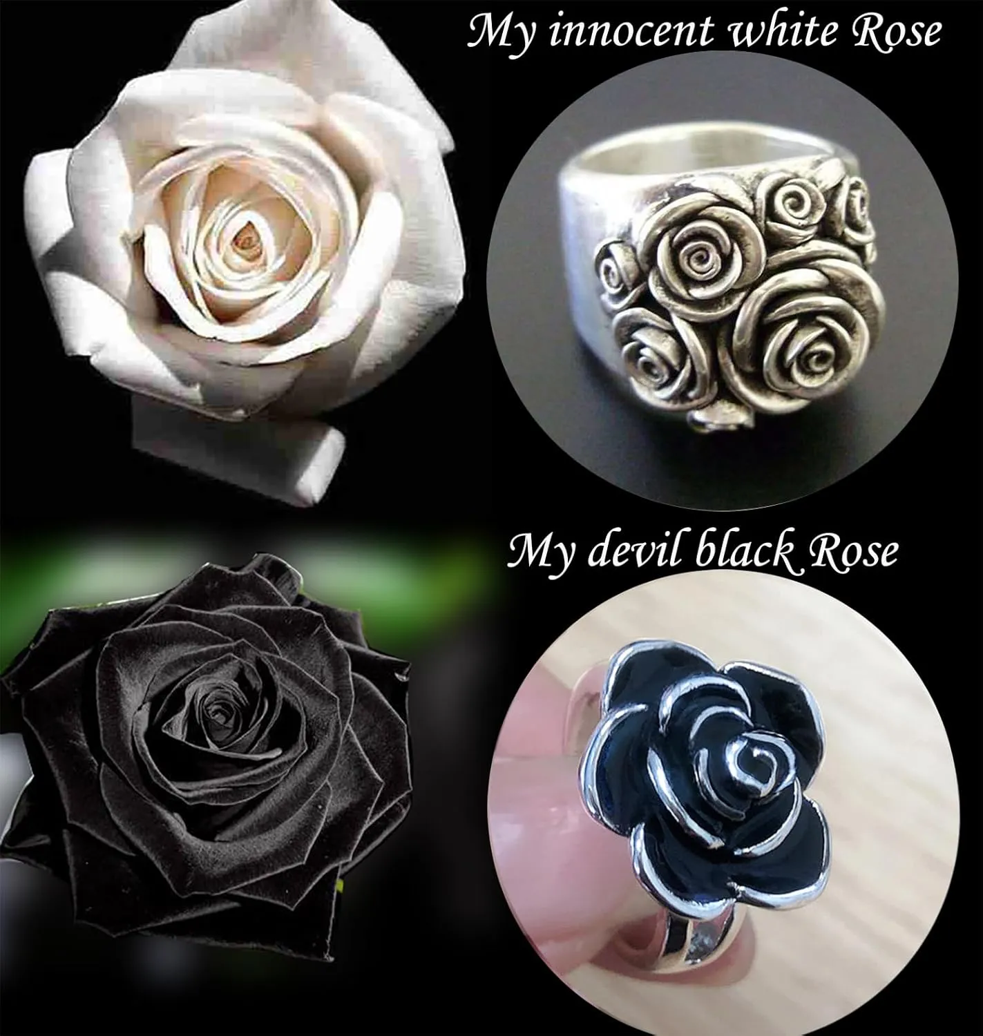 2pcs Vintage rose ring pack for women, 3D 925 Sterling Silver flower ring Promise Statement wedding anniversary Cocktail Party Chunky band Ring Jewelry Gifts for teen girls