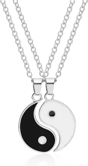 2pcs Yinyang Bff Couples Pendant Necklace Chain for Women Mens Personalized Matching Friend Bracelet Gifts