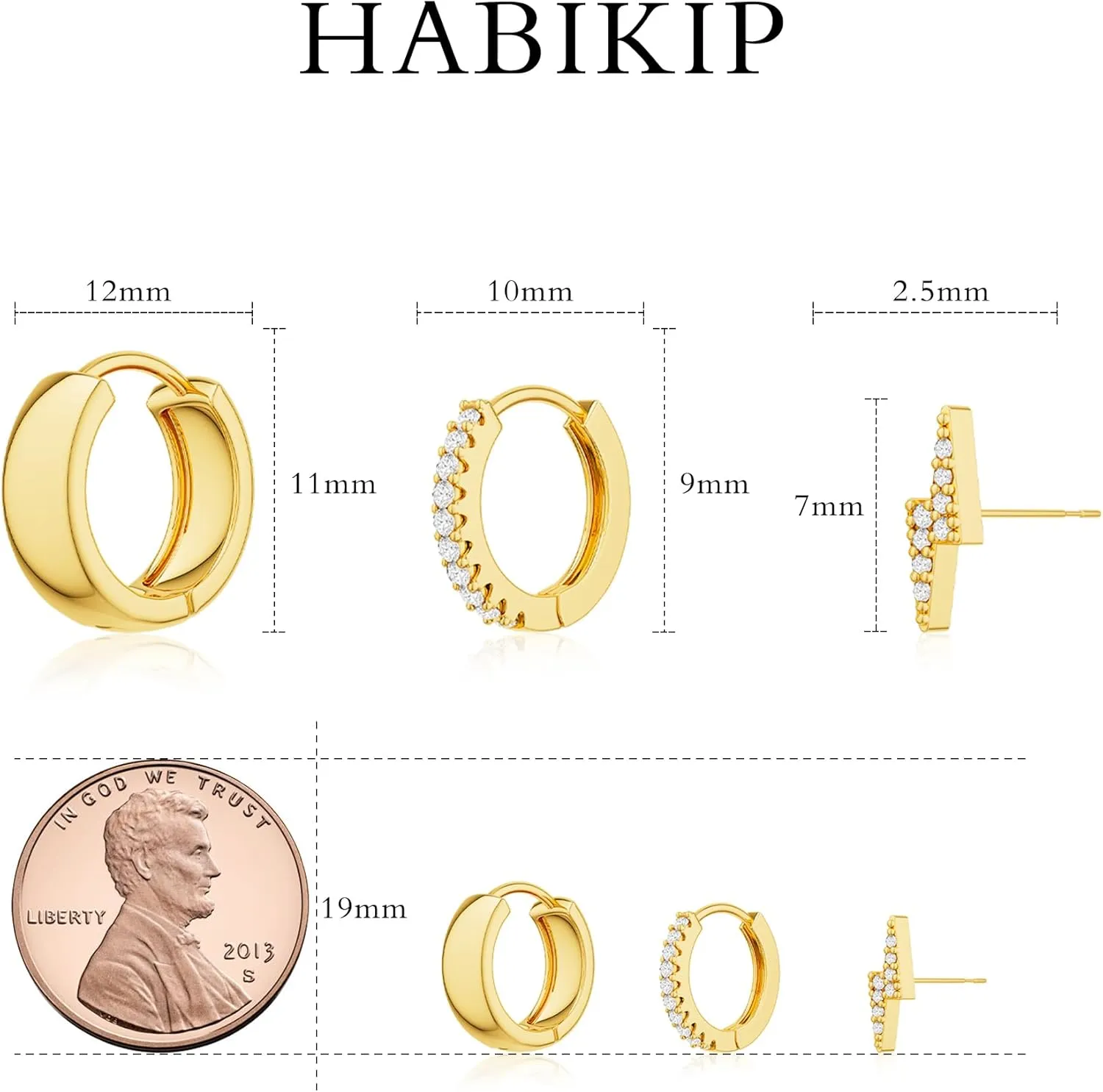 3 Pairs Gold Hoop Earrings Stack Set for Multiple Piercings,14K Gold Plated Tiny Trendy Huggie&stud Ear ring Stackings for Women, Hypoallergenic Stackable Cartilage Non Tarnish Hoops Gifts