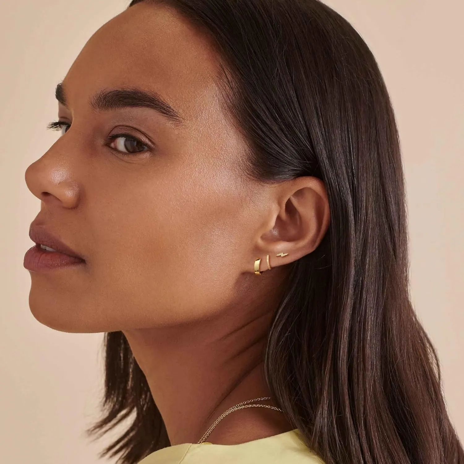 3 Pairs Gold Hoop Earrings Stack Set for Multiple Piercings,14K Gold Plated Tiny Trendy Huggie&stud Ear ring Stackings for Women, Hypoallergenic Stackable Cartilage Non Tarnish Hoops Gifts