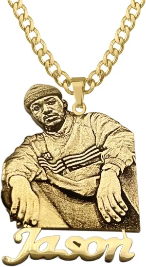 3UMeter Custom Necklace Personalized Necklaces for Women Men Engraved Picture Photo Pendant Necklace 18K Gold Silver Plated Necklace