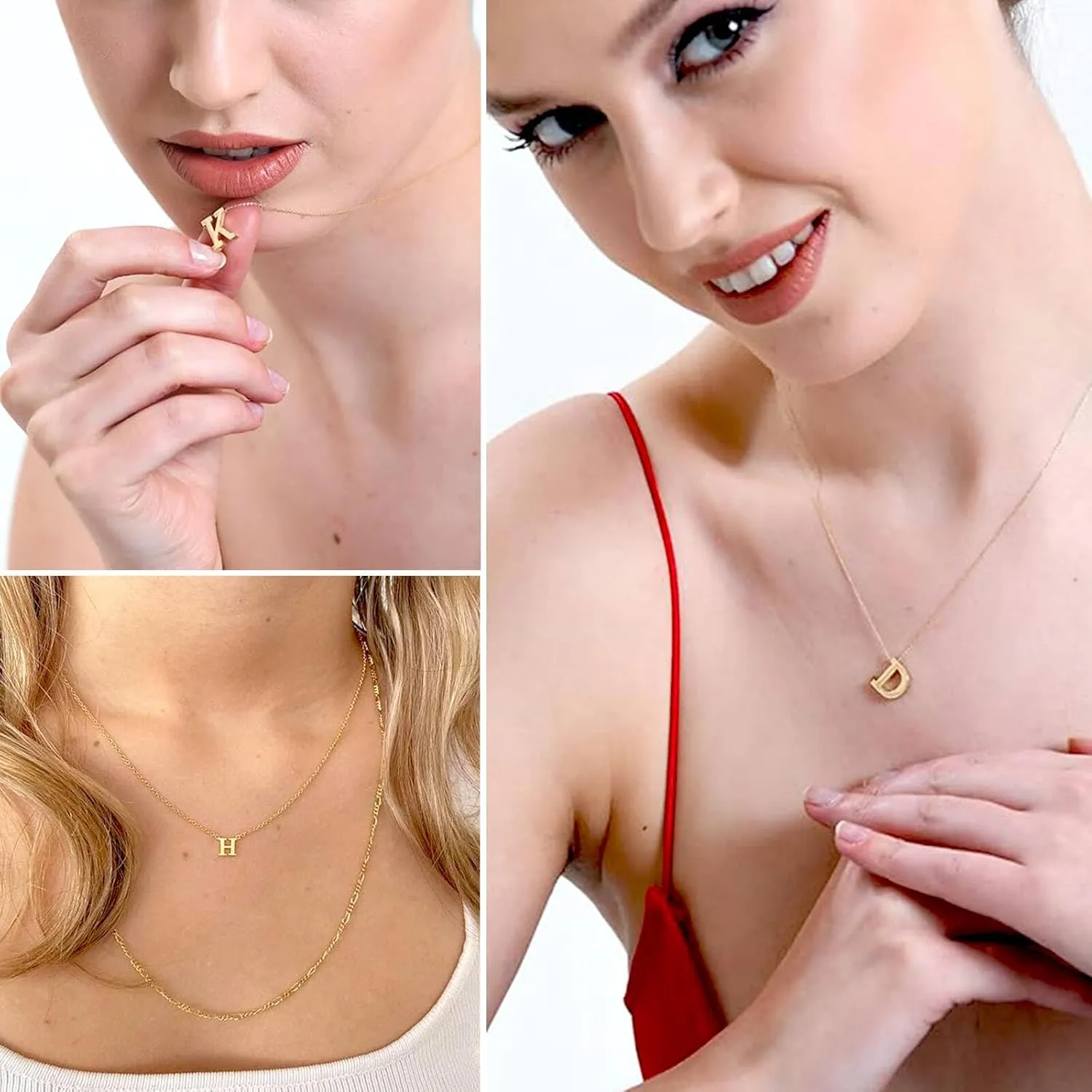 4Pcs A-Z Initial Jewelry Set for Women,Letter Necklace Bracelet Earrings Gold,Personalized Initial Girls for Teen Girls,Monogrammed Gifts for Mom Wife