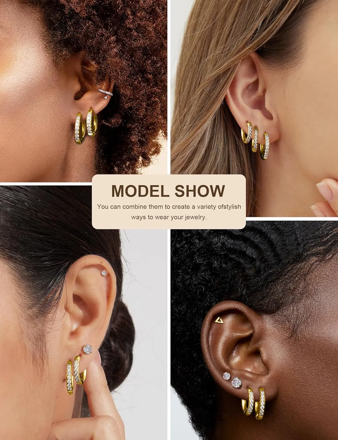 5 Pairs 18K Gold Plated Hoop Earringshoop earrings for women316L Surgical Stainless Steel hypoallergenic earringscartilage hoop earring sets for womenEarrings Sets for Multiple Piercing Cartilage Hoop Earrings Stack Jewelry