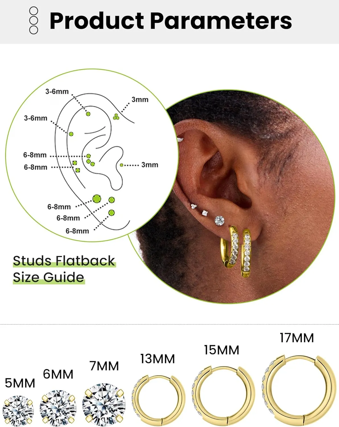 5 Pairs 18K Gold Plated Hoop Earringshoop earrings for women316L Surgical Stainless Steel hypoallergenic earringscartilage hoop earring sets for womenEarrings Sets for Multiple Piercing Cartilage Hoop Earrings Stack Jewelry