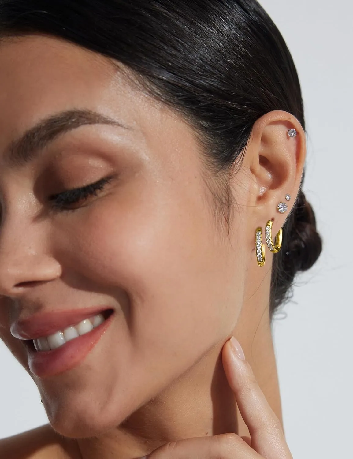 5 Pairs 18K Gold Plated Hoop Earringshoop earrings for women316L Surgical Stainless Steel hypoallergenic earringscartilage hoop earring sets for womenEarrings Sets for Multiple Piercing Cartilage Hoop Earrings Stack Jewelry