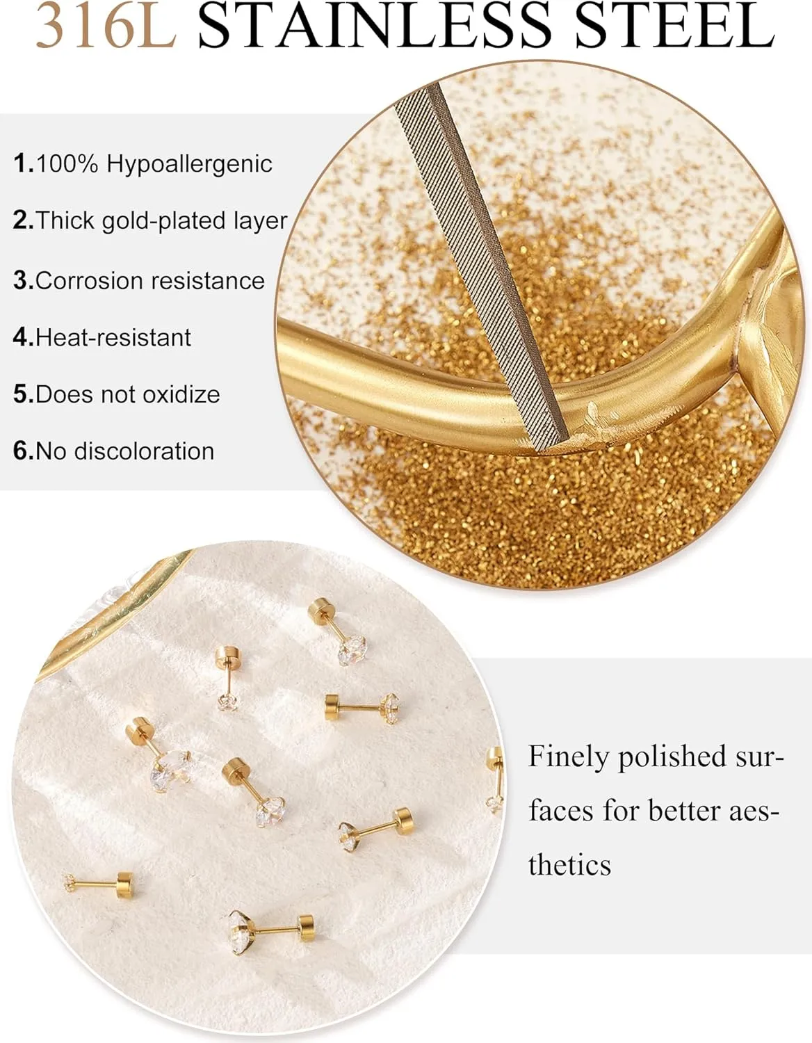 5 Pairs 18K Gold Plated Hoop Earringshoop earrings for women316L Surgical Stainless Steel hypoallergenic earringscartilage hoop earring sets for womenEarrings Sets for Multiple Piercing Cartilage Hoop Earrings Stack Jewelry