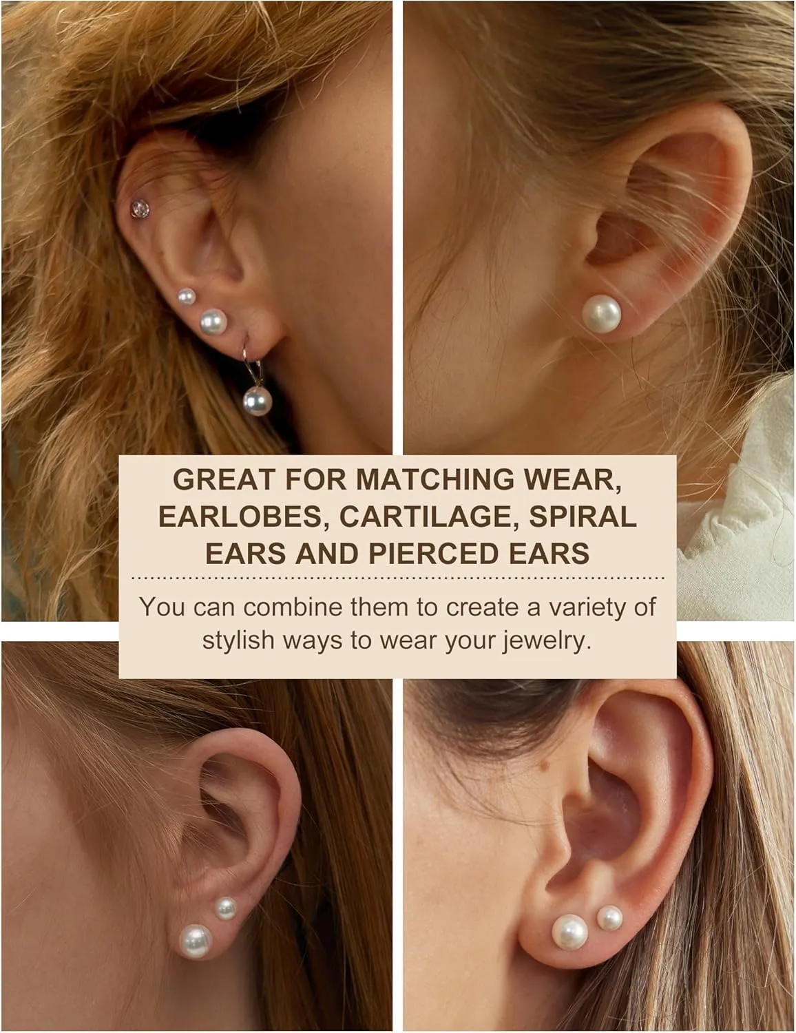 5 Pairs Pearl Earrings for Women Hypoallergenic Ball Studs Earrings Set Women 316L Surgical Steel Silver Pearl Earrings Birthday Valentines Day Gifts