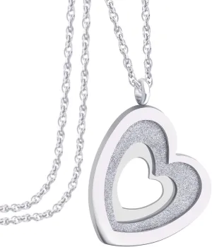 555Jewelry Stainless Steel Glittering Unique Layered Heart Necklace for Women & Ladies
