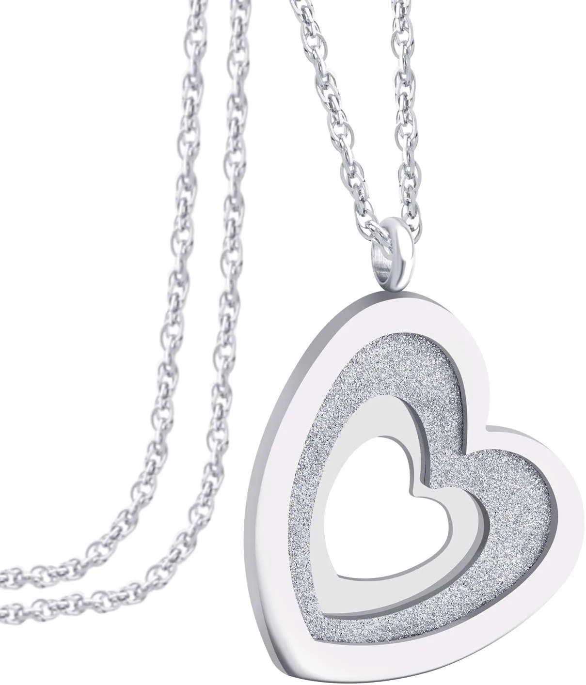 555Jewelry Stainless Steel Glittering Unique Layered Heart Necklace for Women & Ladies