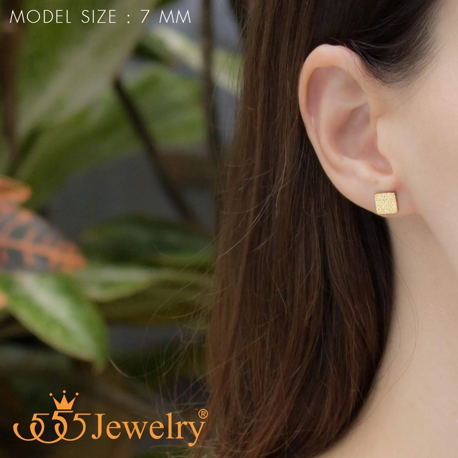 555Jewelry Womens Stainless Steel Square Cube Shape Glittery Cute Stud Earrings