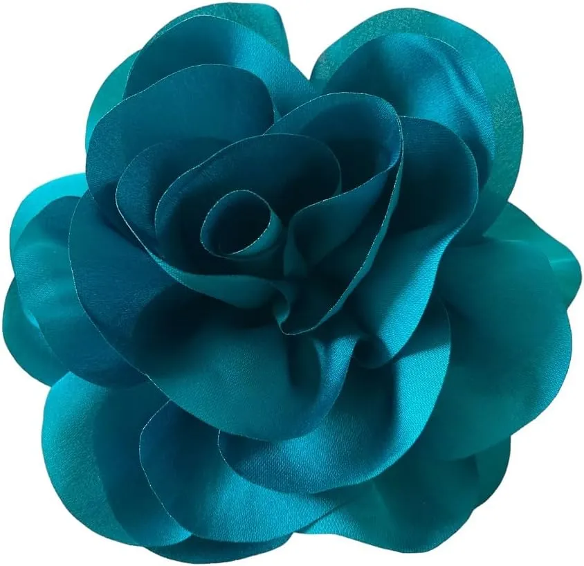 5.5in Extra Large Big Satin Fabric Flower Brooch Pin and Hair Pin for Women, Gift