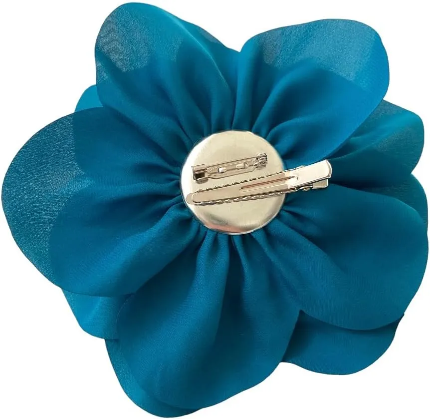 5.5in Extra Large Big Satin Fabric Flower Brooch Pin and Hair Pin for Women, Gift