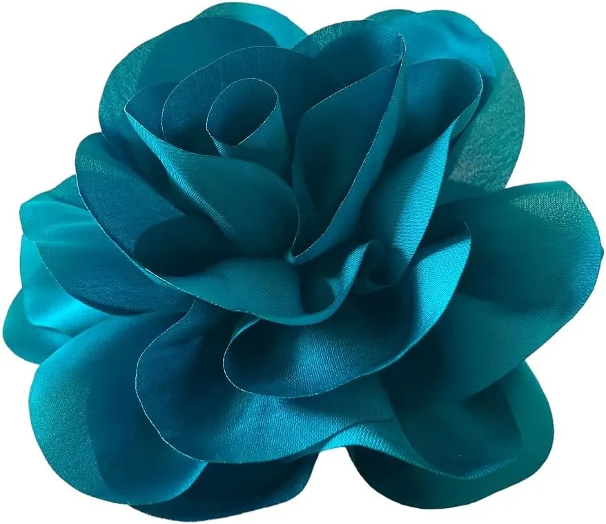 5.5in Extra Large Big Satin Fabric Flower Brooch Pin and Hair Pin for Women, Gift