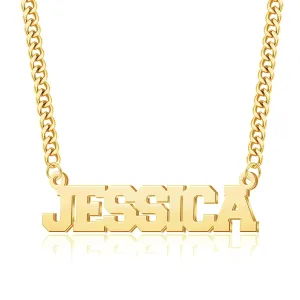 6mm Custom Cuban Chain Name Necklace Personalized for Men Women, Custom 18K Gold Plated Name Plate Necklaces for Boy, Personalized Christmas Gifts for Men boys