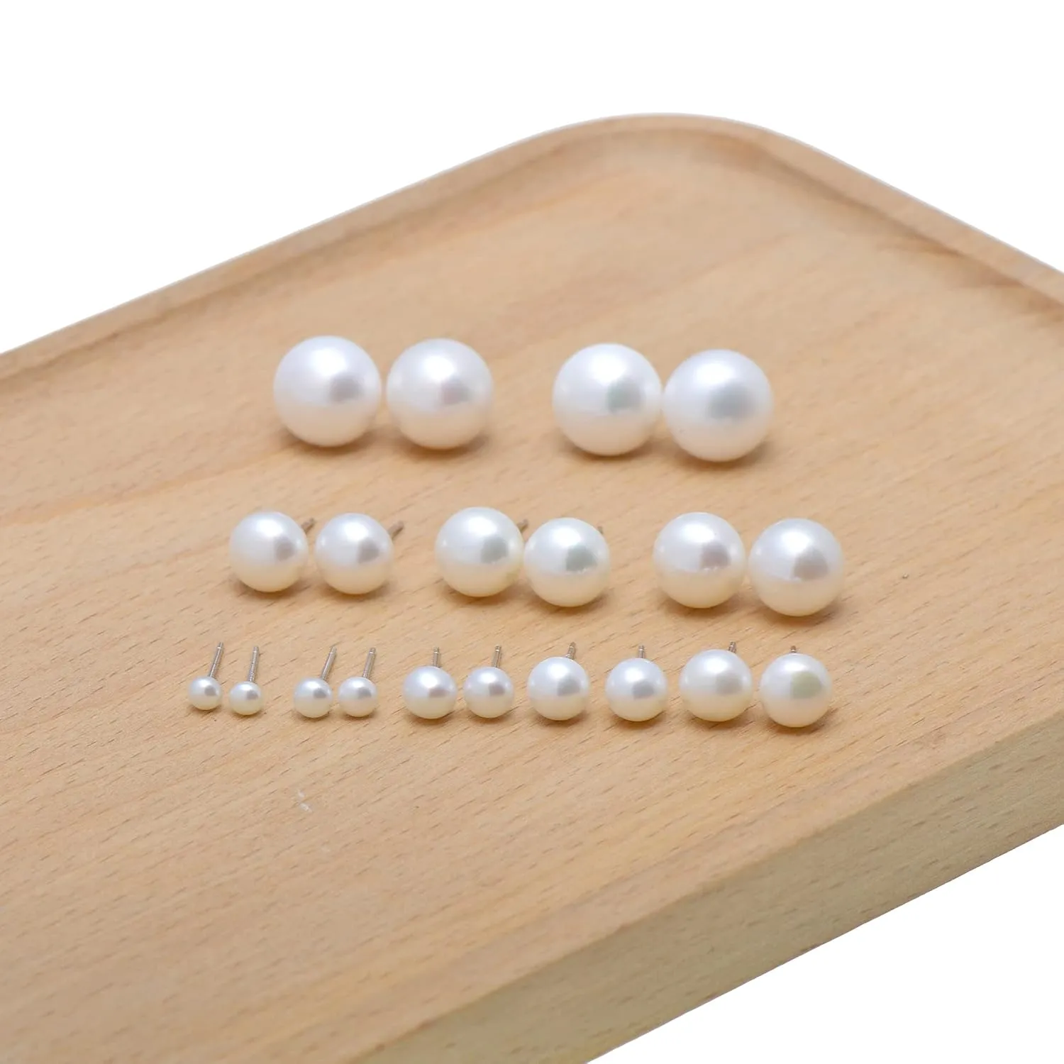 7 MM Freshwater Cultured Half Round Button Pearls Stud Earrings, Sterling Silver Posts