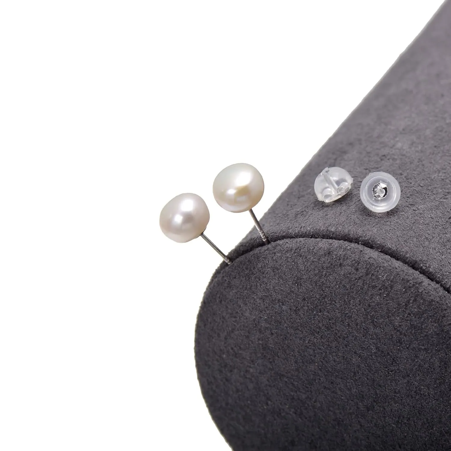 7 MM Freshwater Cultured Half Round Button Pearls Stud Earrings, Sterling Silver Posts