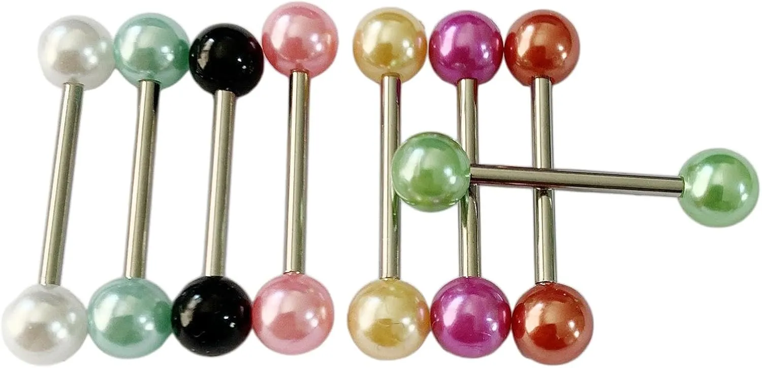 8X Acrylic Tongue Rings Fashion Multi Color Assortment Flexible Tongue Rings