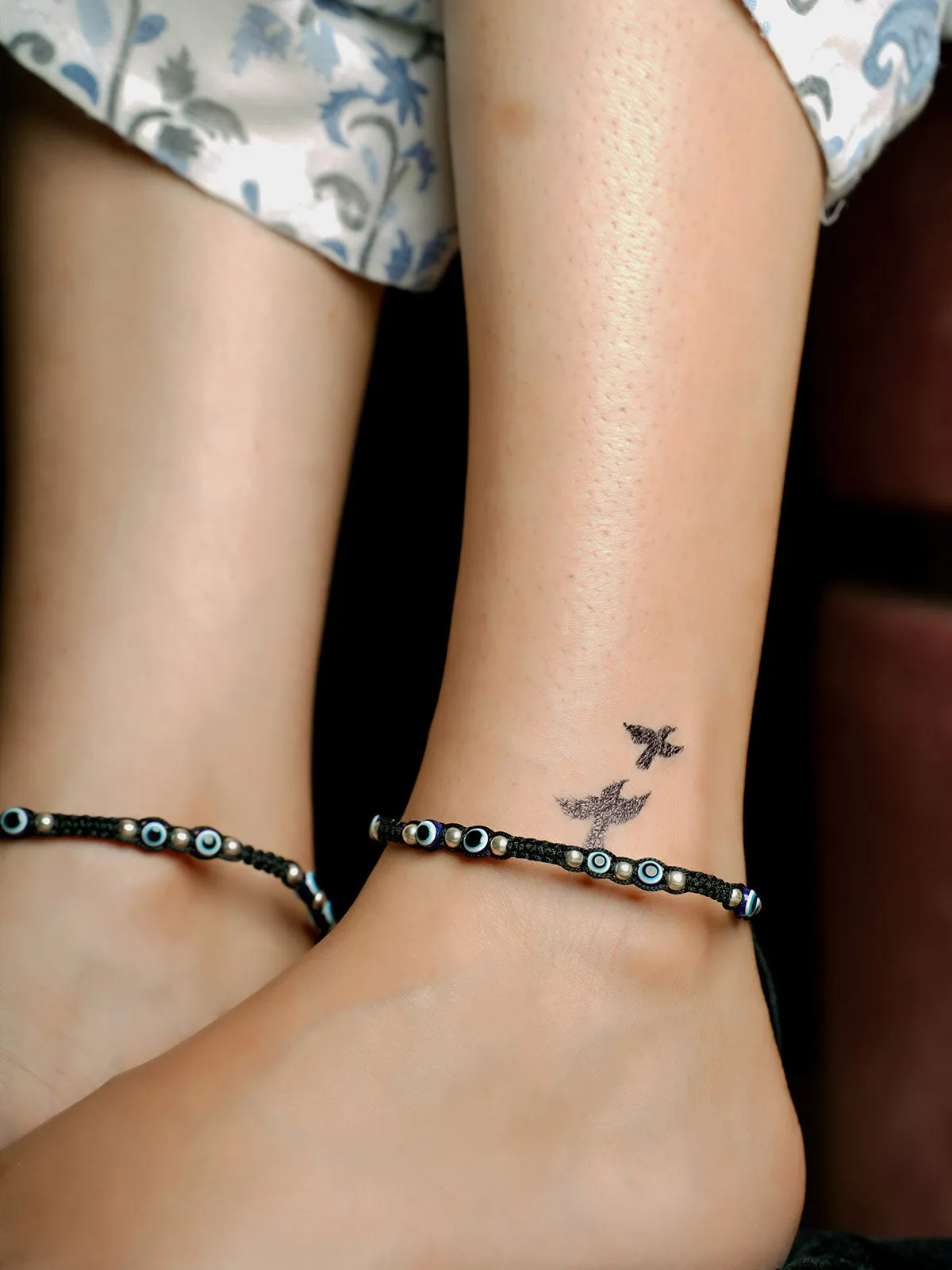 925 Silver Evil-Eye Thread  Anklet Single
