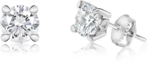 925 Sterling Silver 4 MM Cubic Zirconia Earrings for Kids Screwback Studs With Crystal Elements Safe Hypoallergenic For Girls Children Infants Toddlers Babies and Tween White Gold Toned