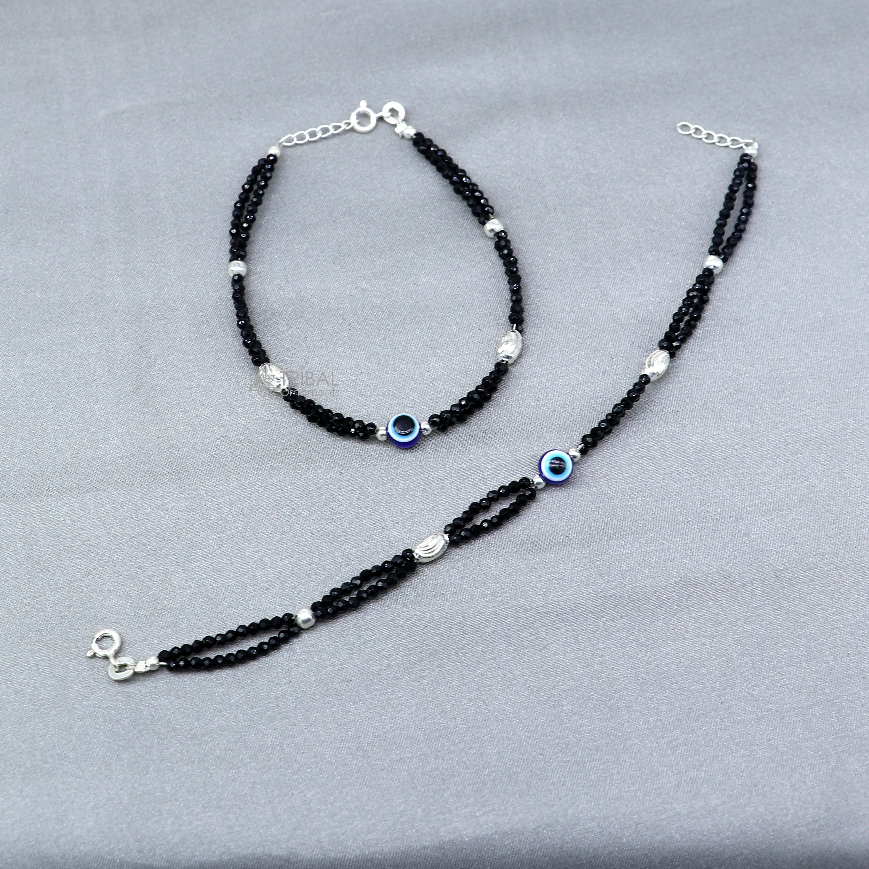 925 sterling silver and evil eye blue beaded chain bracelet Combo use mother  bracelet or  baby anklets, sbr752