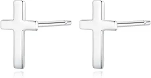 925 Sterling Silver Cross Earrings for Women Dangle, Small 14k Gold Plated Cubic Zirconia Earrings Studs Hypoallergenic for Women Trendy Jewelry Gifts