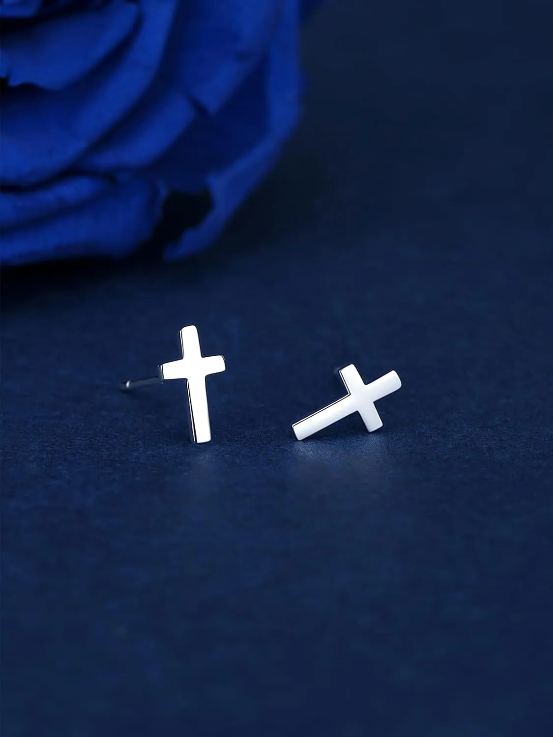 925 Sterling Silver Cross Earrings for Women Dangle, Small 14k Gold Plated Cubic Zirconia Earrings Studs Hypoallergenic for Women Trendy Jewelry Gifts