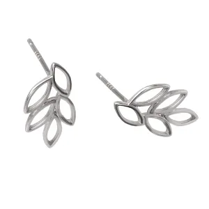 925 Sterling Silver Cut Out Small Leaf Earrings Studs for Women