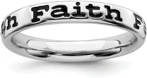 925 Sterling Silver Enameled Faith Band Ring Stackable Fine Jewelry Women Gifts