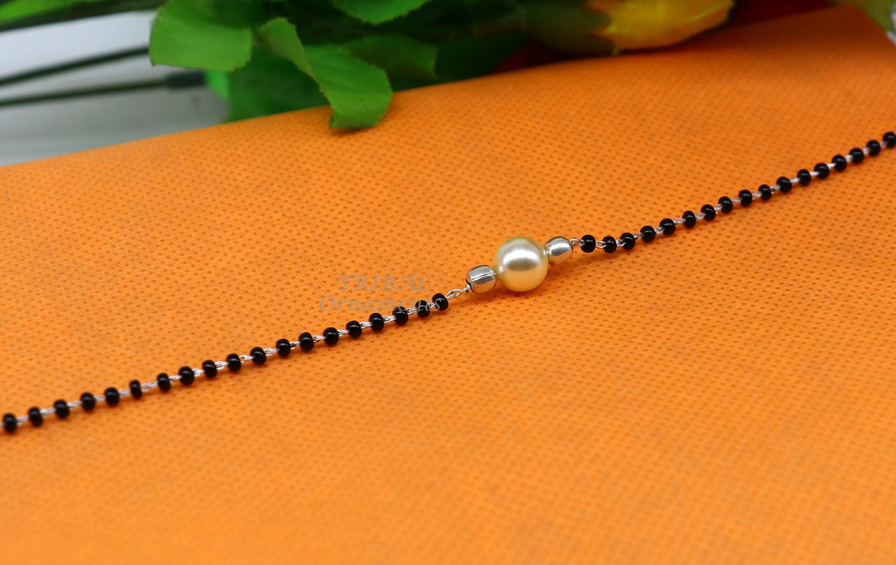 925 sterling silver modern cultural black beaded all sizes bracelet Combo use bracelet or anklets, best Mangalsutra bracelet sbr454