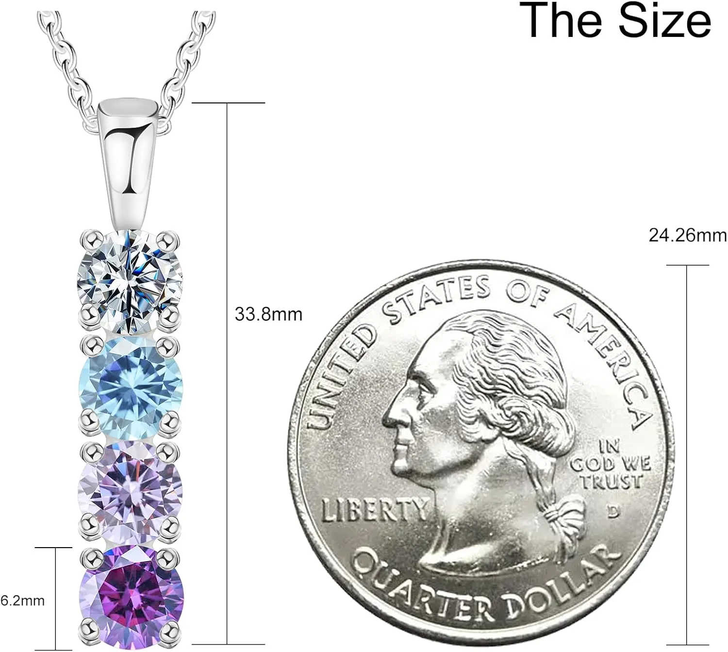 925 Sterling Silver Personalized Simulated Birthstones Necklace for Mother Custom Mother Necklaces with 1-6 Birthstones Personalized Family Necklace for Mother's Day