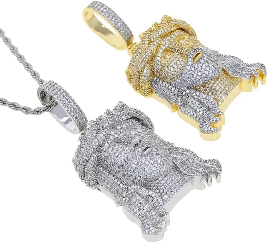 925 Sterling Silver Religious Jesus Head Pendant with Chain - Christian Jewelry Jesus Piece Chain Necklace for Women and Men