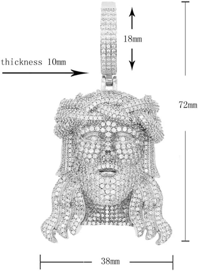 925 Sterling Silver Religious Jesus Head Pendant with Chain - Christian Jewelry Jesus Piece Chain Necklace for Women and Men