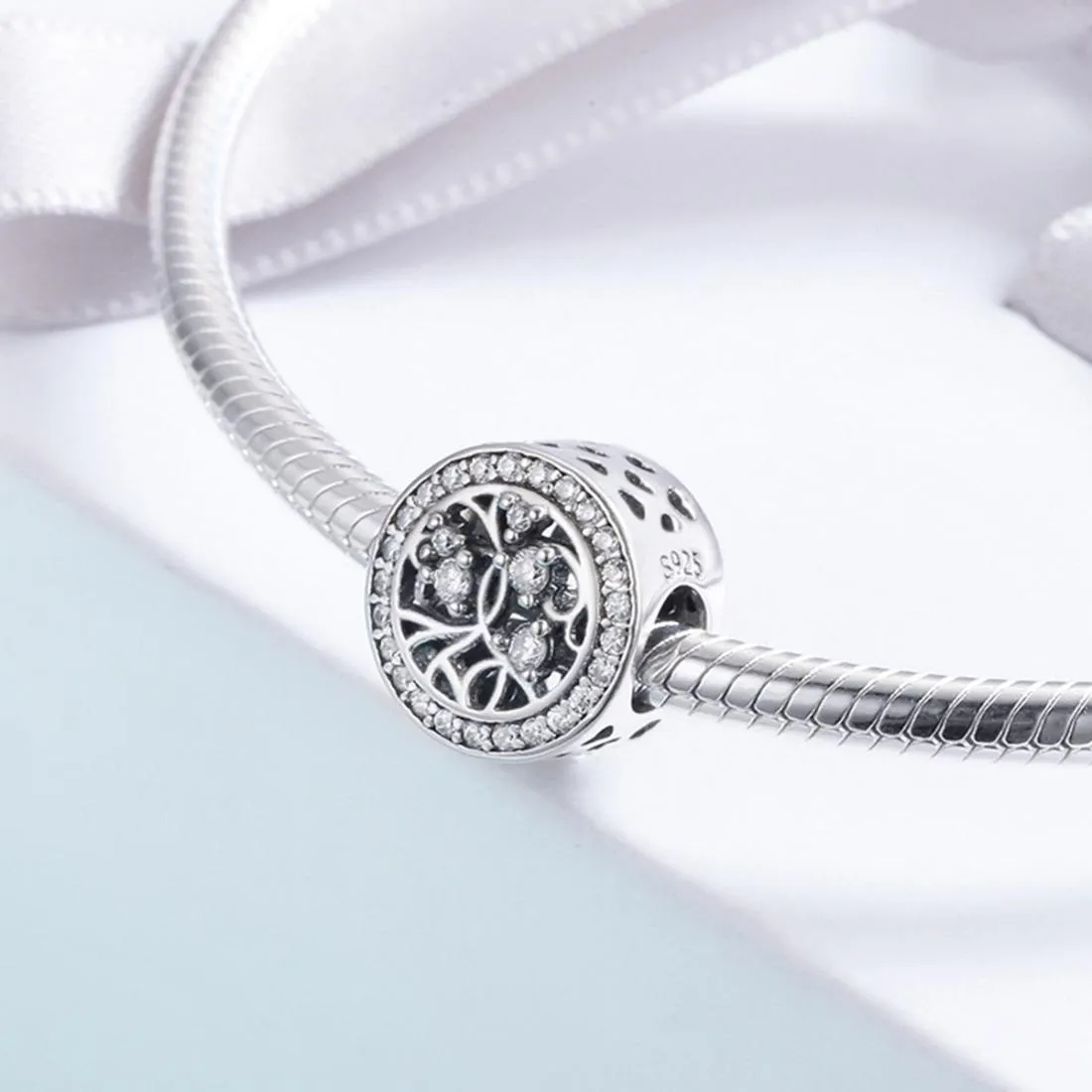 925 Sterling Silver Tree Of Life Beaded Bracelet