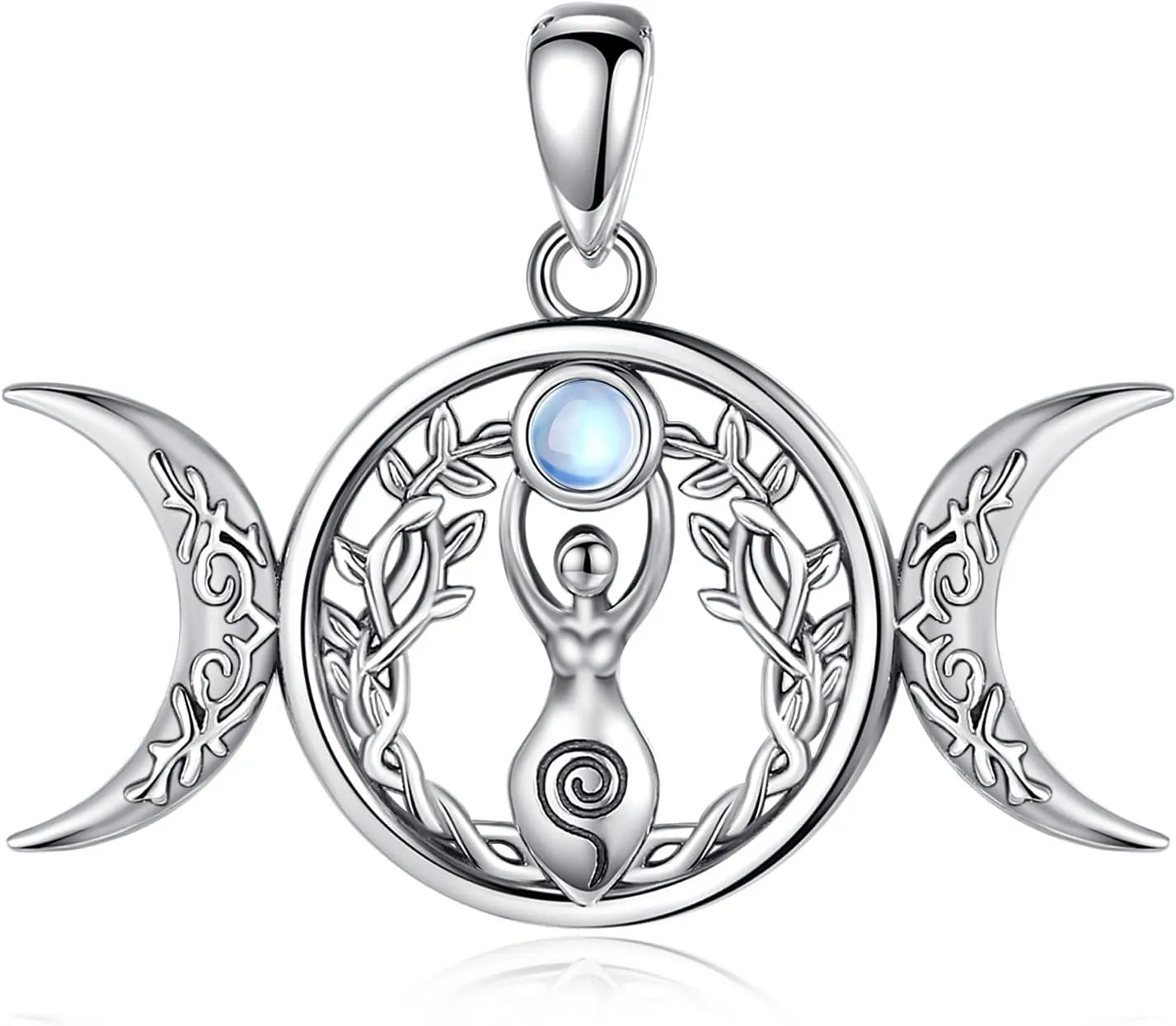 925 Sterling silver Witches Knot Pendant Necklace, Hecate Triple Moon Goddess Lilith/Tree Of Life/Tetragrammaton Pentagram/Santa Muerte Pagan Witchy Jewelry Spiritual Amulet for Women Men