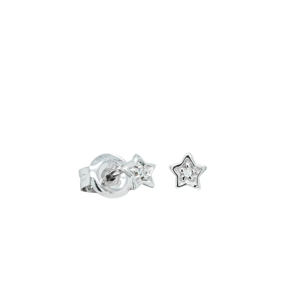 9ct White Gold Mini Diamond Star Studs