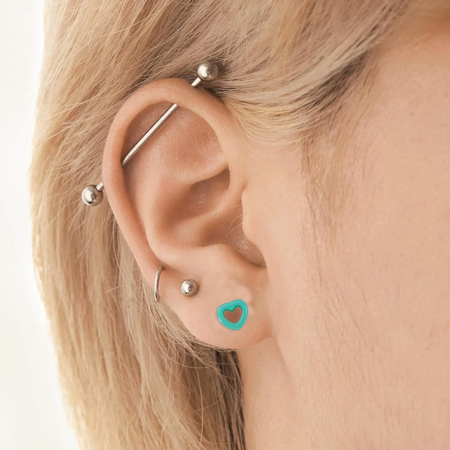 Acrylic, Silicone Ear Stretching Kit: Lightweight Tapers, Heart Tunnels & Plugs for Starter Expanders | Body Piercing Jewelry Earring Gauges Gauging Set for Men, Women (Size: 14G-0000G)