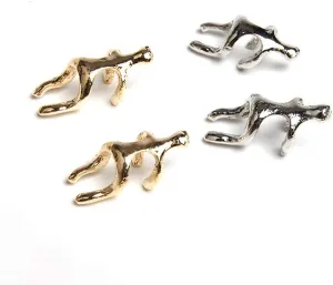 Acxico 4 pieces of rock-climbing men's bare-ear cuffs wrapped in spiral cartilage and clipped to earrings. Ladies' jewelry (2 gold and silver each)